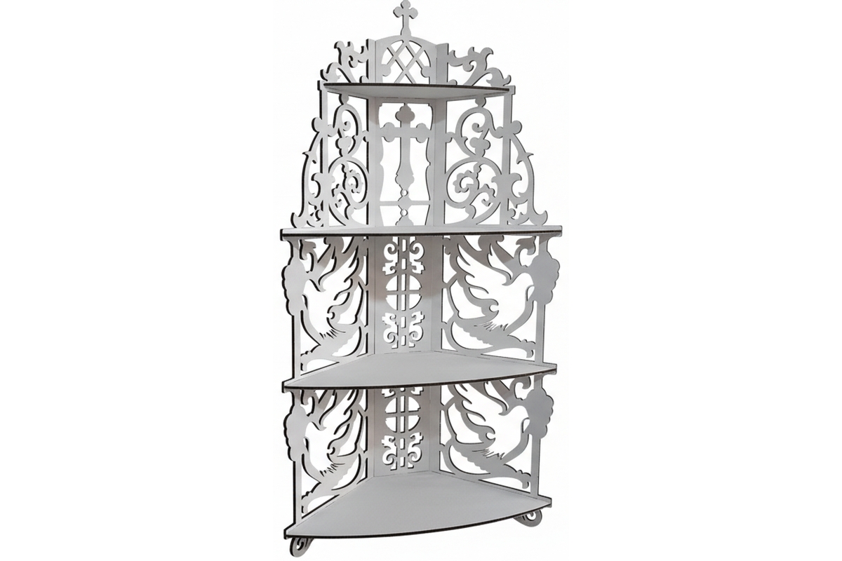 Large WHITE Icon Shelf with Doves